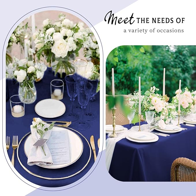 6 Packs Satin Tablecloth 57 x 108 Inch Navy Blue Rectangular Table Cloth Silk - Image 3