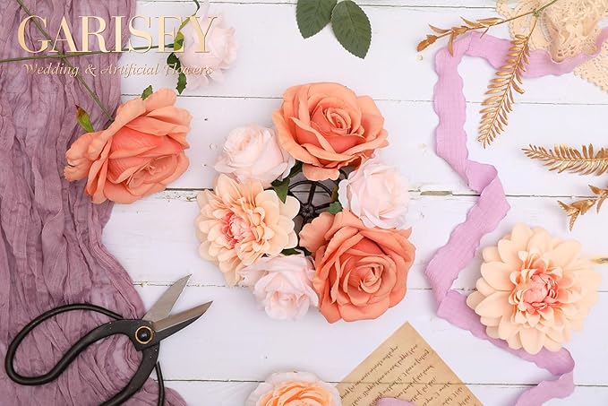 Artificial Flowers Combo, Mix Silk Flowers Roses, Dahlias - Image 5