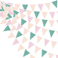 32Ft Pink Green Gingham Camp Bride Banner Green Pink Plaid Checkered Fabric by pinkblume