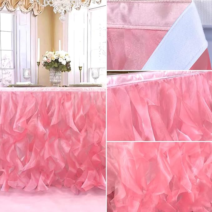 Luxury Organza Mesh Table Skirt Draping Floating Romance - Image 3