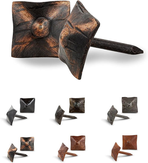 10 Pack 0.75" Square Head Iron Clavos Decorative Nails – Oil Rubbed Bronze – by BorderlandRusticHardware