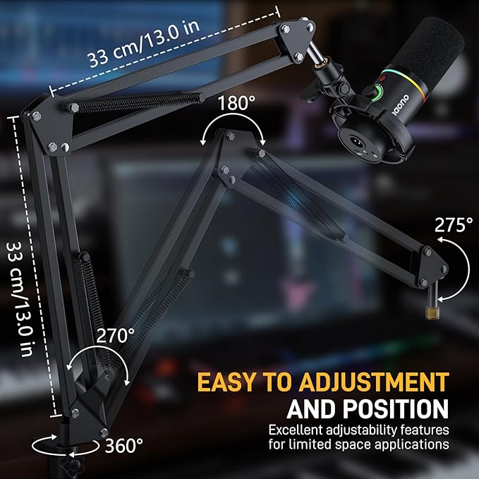 MAONO Boom Arm Microphone Stand: Adjustable Metal Suspension Mic Boom Arm - Image 2