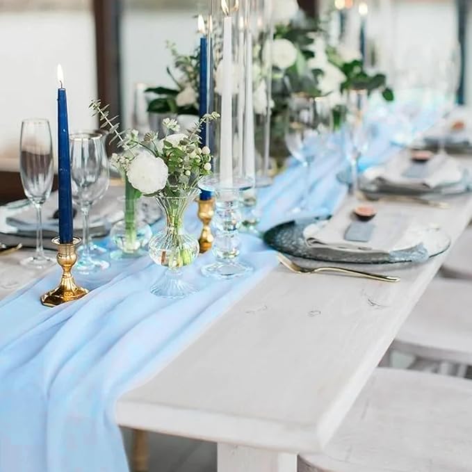 10 Pack 10ft Baby Blue Chiffon Table Runners Wedding Table Runner Sheer - Image 5