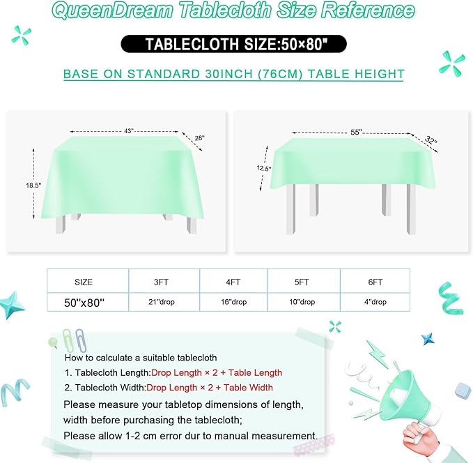 Tablecloth Birthday Party Decorations: 50x80 Inch Sequin Tablecloth Lake Green - Image 7