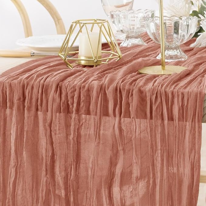 MLMW Dusty Rose Table Runner Cheesecloth Boho Gauze Rustic Cheese Cloth Table by MLMW