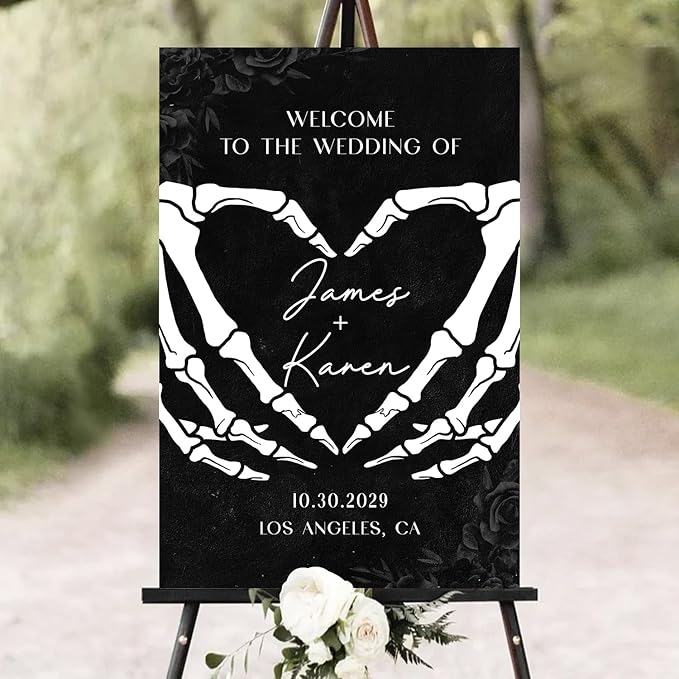 Halloween Wedding Welcome Sign, Gothic Welcome Sign Black Wedding Sign by Mapileng%E2%84%A2