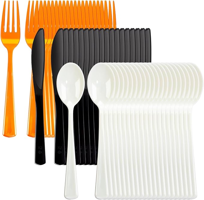 NOCCUR 180PCS Halloween Plastic Silverware Set by NOCCUR