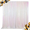ShinyBeauty Iridescent White Sequin Backdrop | 4FTx7FT Photo Booth Backdrop by ShinyBeauty