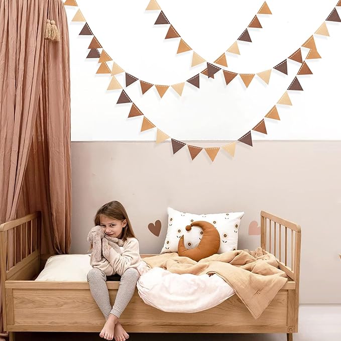 Brown Party Decorations Ombre Brown Felt Hanging Triangle Mini Bunting Pennant - Image 6