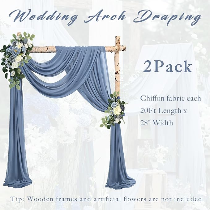 20Ft length x 28" width 2 Panels Wedding Arch Draping Fabric Dusty Blue Arch - Image 6