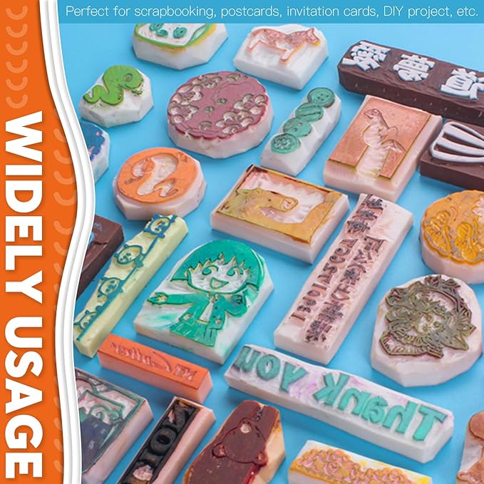 Rustark 22 Pcs Mixed Rubber Stamp Carving Blocks Set - Image 7