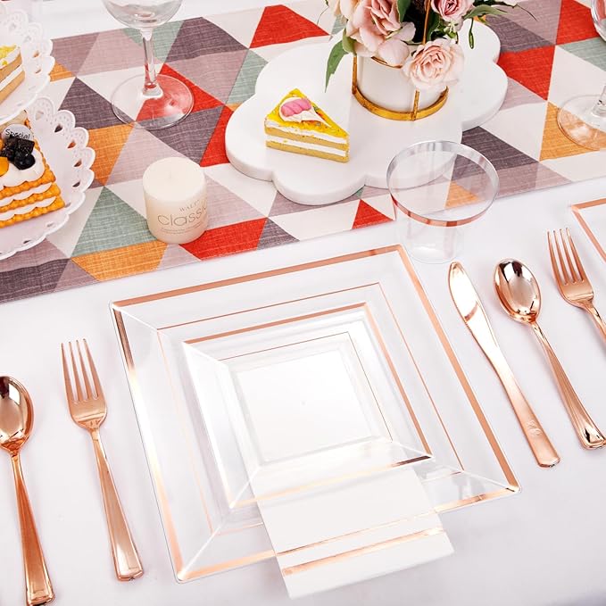 Festiva 350Pcs Rose Gold Plastic Plates - Image 6