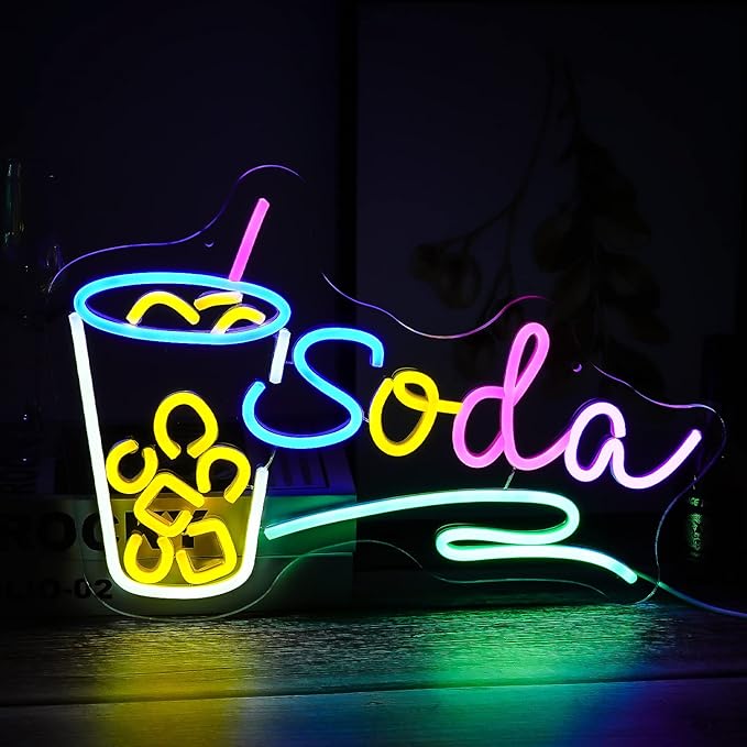 Soda Neon Sign LED Neon Light Dimmable Cocktails Neon Sign by LISIGNVE