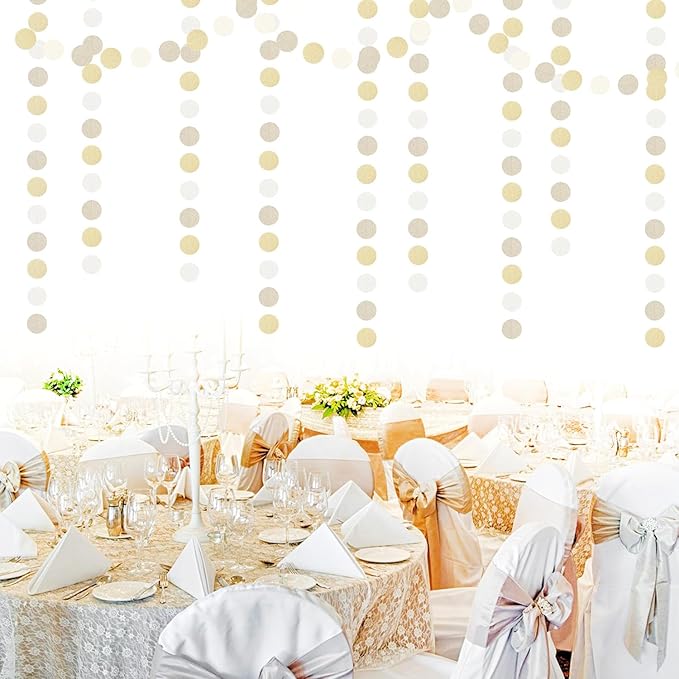 Champagne Gold White Party-Decorations Streamers - 52Ft Hanging Birthday Paper - Image 4