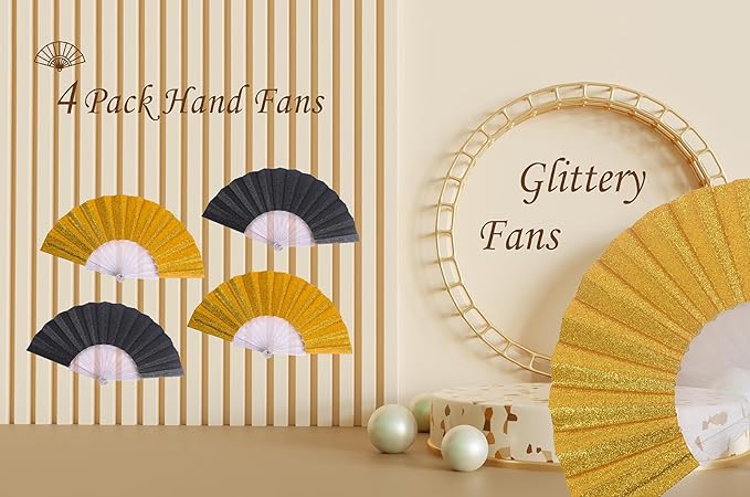 HUNANBANG Glitter Folding Hand Fan - Image 4