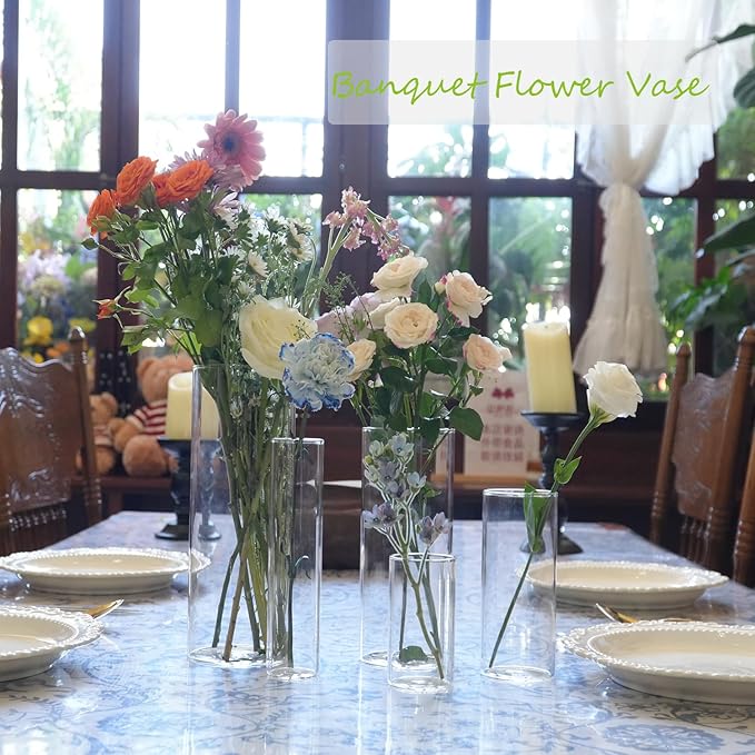 40pcs Glass Vase for Centerpieces, 10 inch Tall Clear Cylinder Flower Vase Bulk - Image 6