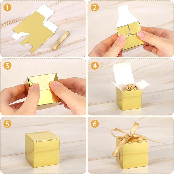 EUSOAR Small Gift Boxes with Lids, Cube Candy Box Mini Muffins Bags Macaron - Image 4