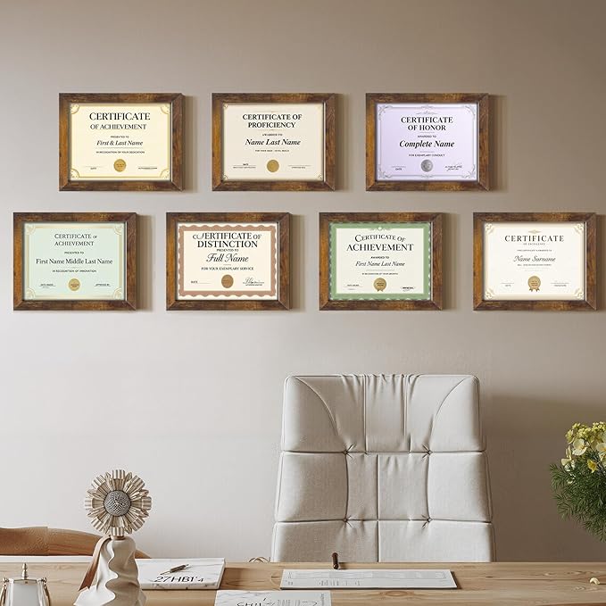 PETAFLOP 8.5x11 Picture Frame Rustic Certificate Frames Wall Tabletop Display - Image 7