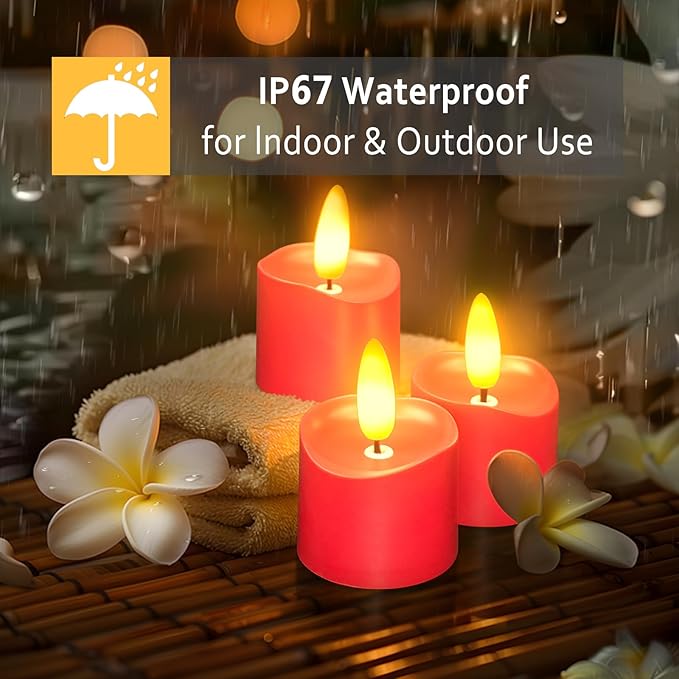 HL Rechargeable Waterproof Tea Lights, 100H+ Highly Bright Led Flameless Candles - Image 7