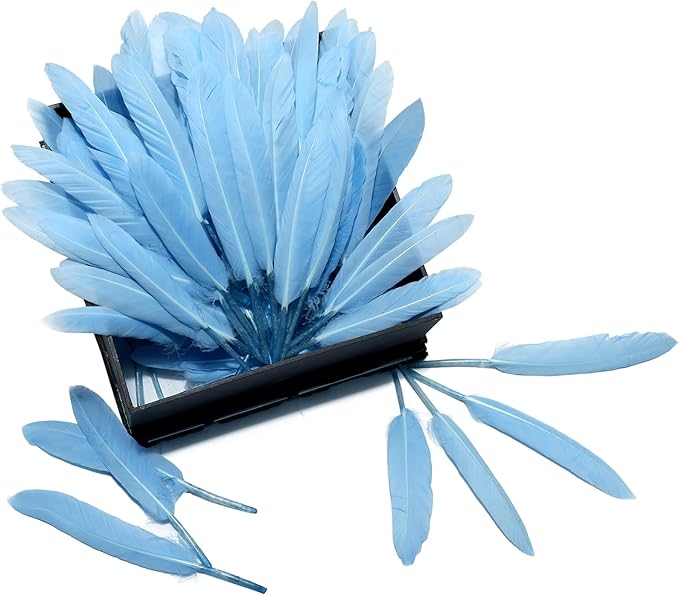 FeelfunFeather 120pcs Sky Blue Goose Cochettes Feather Natural Bulk 4-6 inch - Image 4