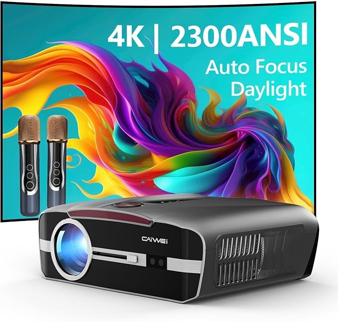 4K Projector Auto Focus HDR WiFi 6, Smart Daylight Projector 4K High Lumen 2300 by CIVE