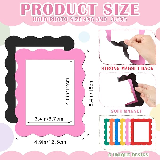 Kingdder 12 Pcs Scalloped Magnetic Picture Frame - Image 2