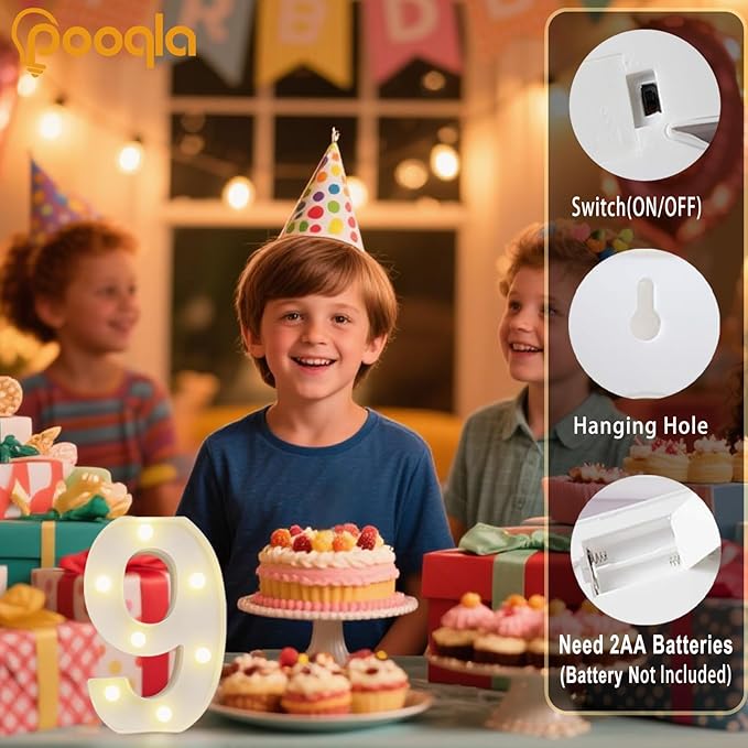 Pooqla Decorative Led Light Up Number Letters - Image 2