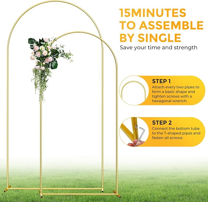 Metal Arch Backdrop Stand, 7.2FT+6FT Wedding Arch Frame, Balloon Arch Backdrop - Image 2