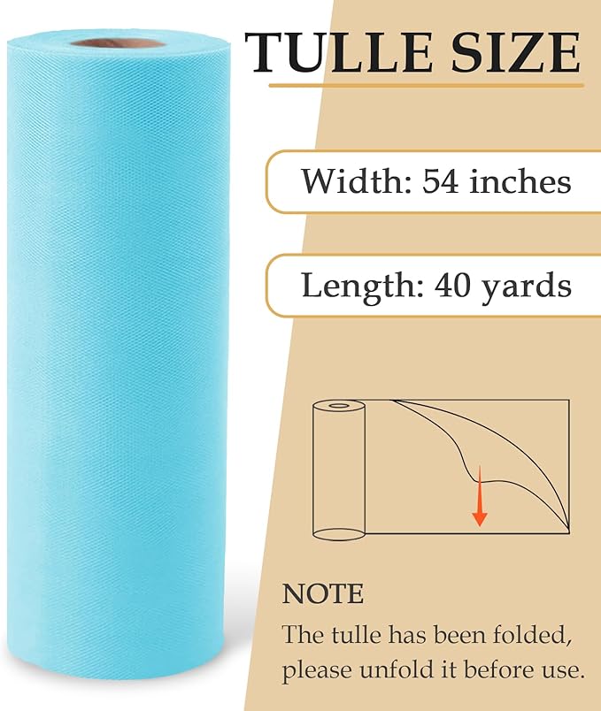 Baby Blue Tulle Fabric Roll - Image 2