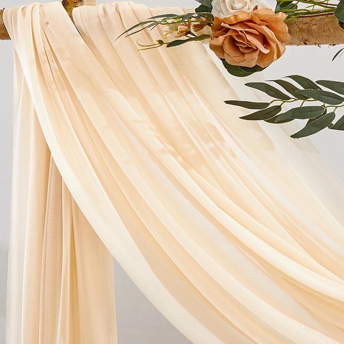 Champagne Wedding Arch Draping Fabric 1 Panel 30'' x 20FT Champagne Drapes - Image 2