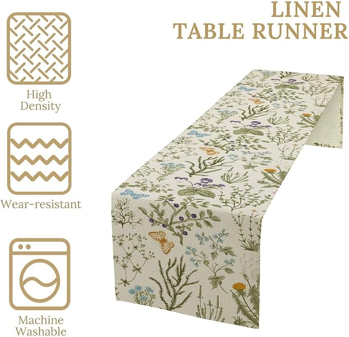 Floral Table Runner, Wildflower Spring Table Runner Seasonal Summer Butterfly - Image 4