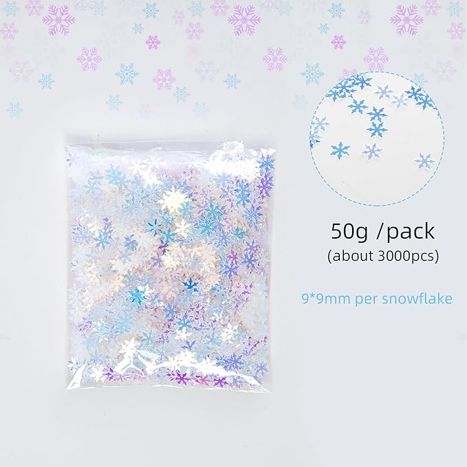 2000pcs/50g Christmas Snowflakes Confetti Decorations, Iridescent Snowflake - Image 2