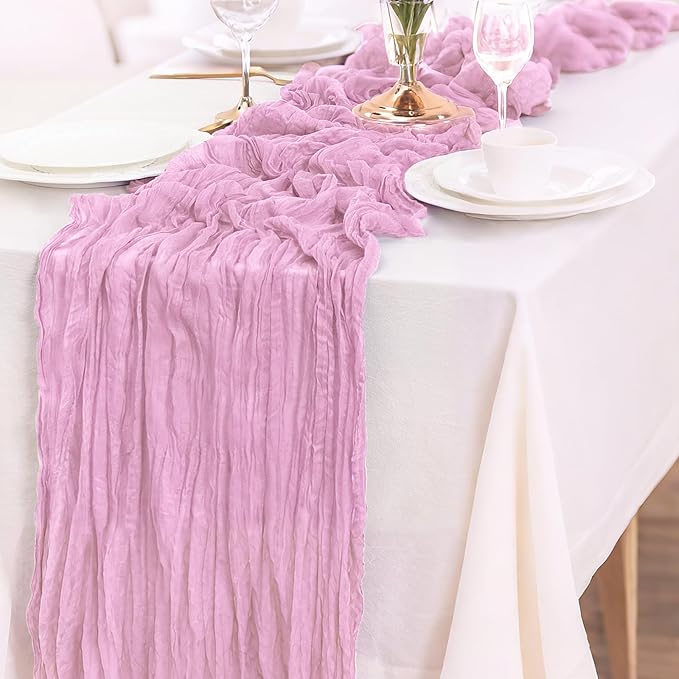 1-Pack Pink Cheesecloth Table Runners – 10FT Boho Rustic Gauze Fabric Cheese - Image 3