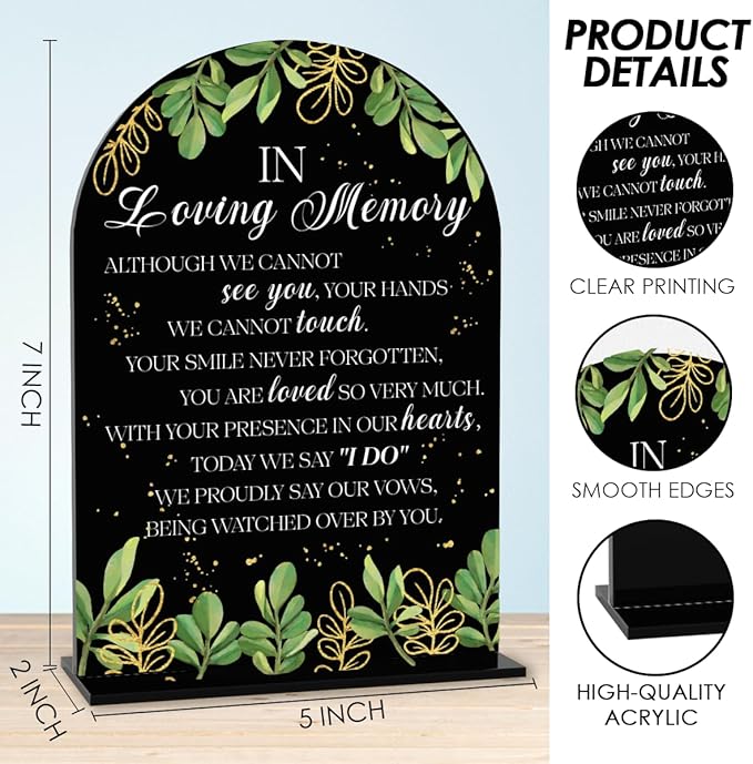 Black In Loving Memory Wedding Sign, In Memory Wedding Sign - Image 2
