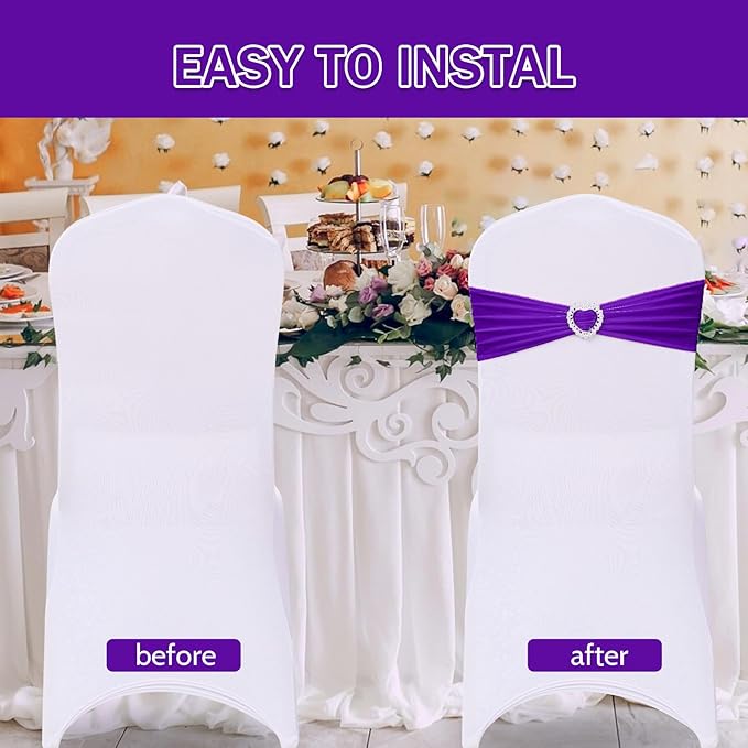 Howhic Pack of 30 Spandex Chair Sashes Bows Stretch Chair Cover Band - Image 4
