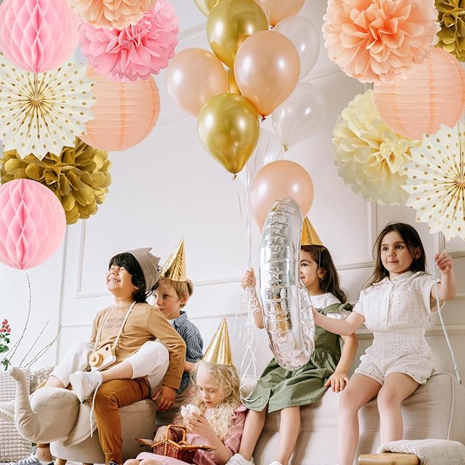 Pink Peach Gold Party Decorations - Image 7