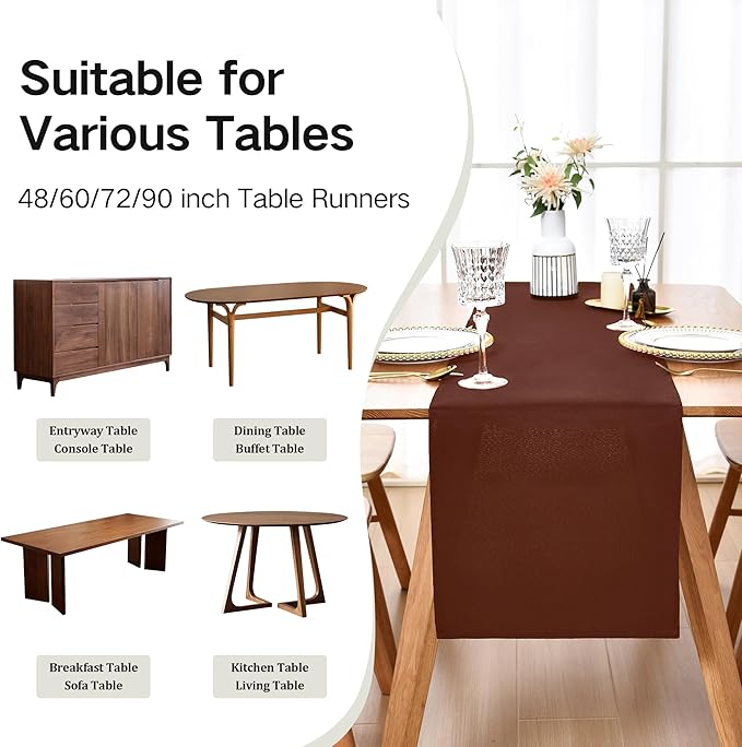 Farmhouse Chocolate Table Runner Dining Table Runners 72 Inches Long Coffee - Image 5