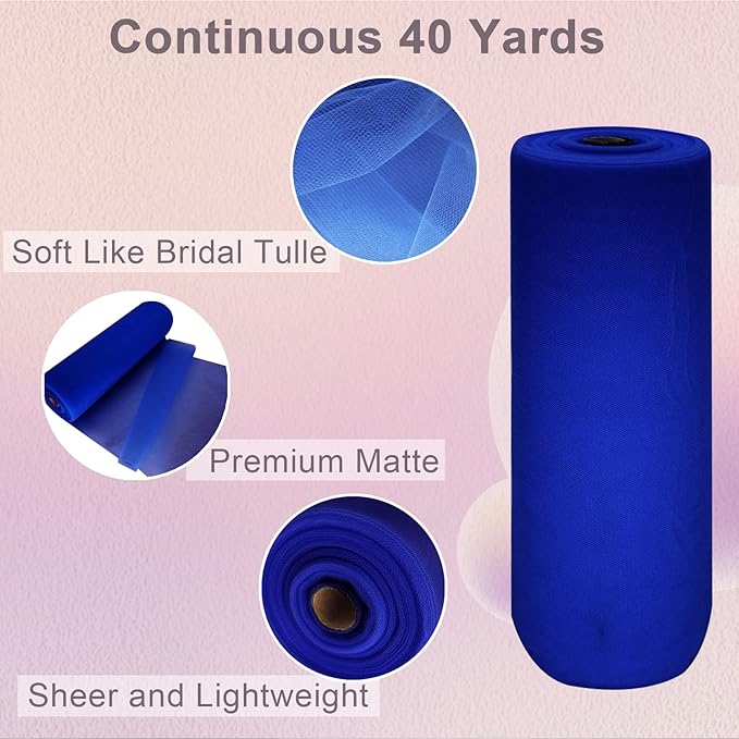 Royal Blue Tulle Fabric Roll Spool Bolt Large Tulle Wedding Party Decoration - Image 2