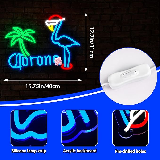 Coron Beer Neon Sign for Wall Decor Bar Signs for Home Bar Lights Beer led Sign - Image 3