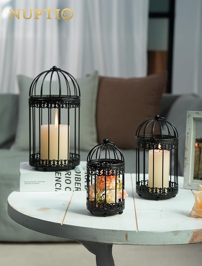 NUPTIO Vintage Bird Cage Decor: Decorative Bird Cage Candle Holder - Image 2
