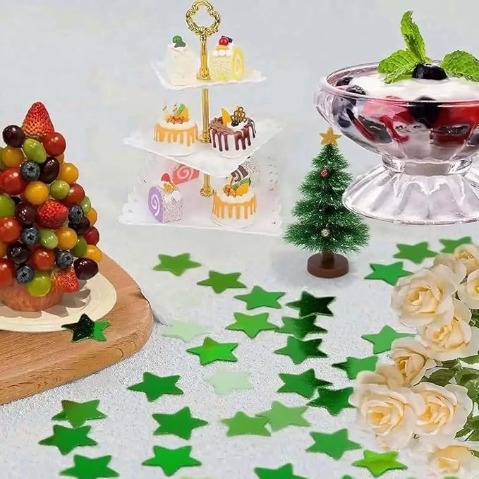 Green Metallic Foil Star Confetti 0.78inch/2cm 8000PCS Table Confetti - Image 4