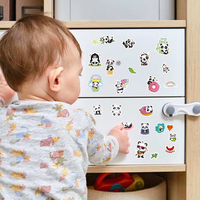 Cute Panda Stickers Cool Funny Panda Adhesive Waterproof Stickers 665 Counts - Image 2