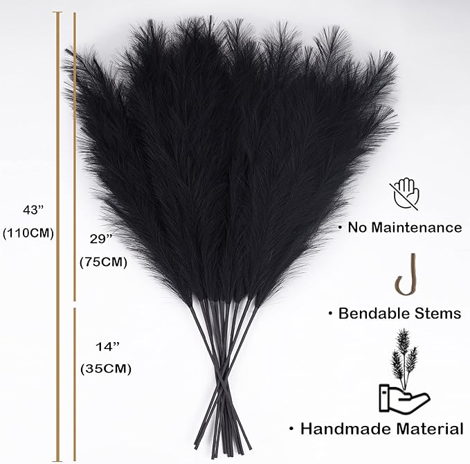 Faux Pampas Grass 6 Stems, Artificial Pampas Grass - Image 3