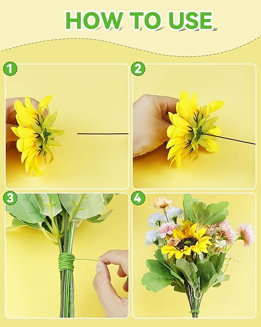 50 PCS FIVEIZERO 16 Gauge Green Floral Wire Stems - Image 6