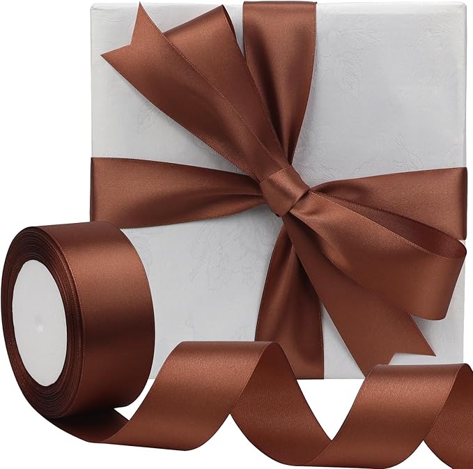Brown Solid Satin Ribbon 1-1/2 Inch 25 Yards Solid Polyester Fabric Ribbon - Image 5