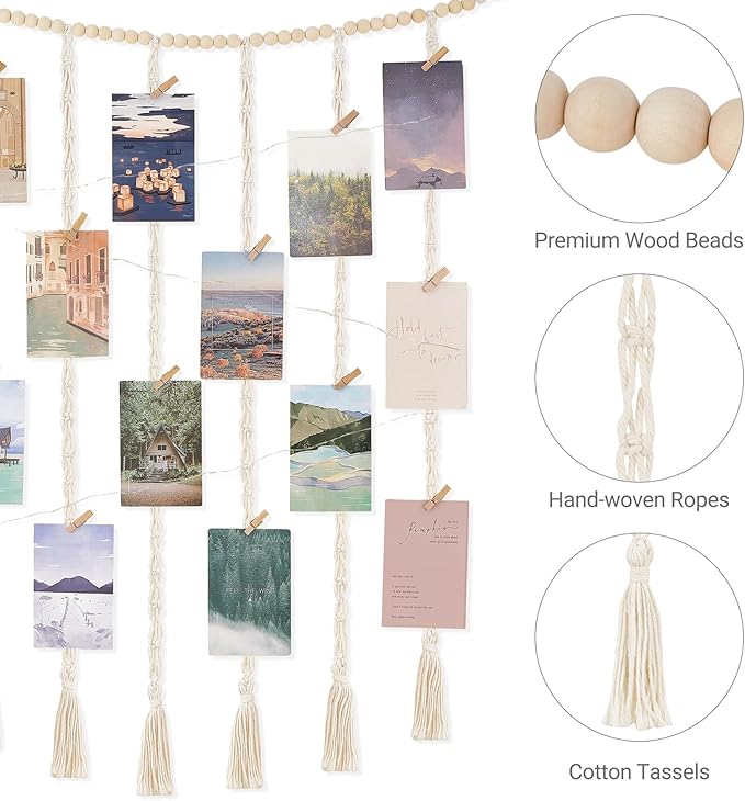 Mkono Macrame Hanging Photo Display Wall Decor - Image 5
