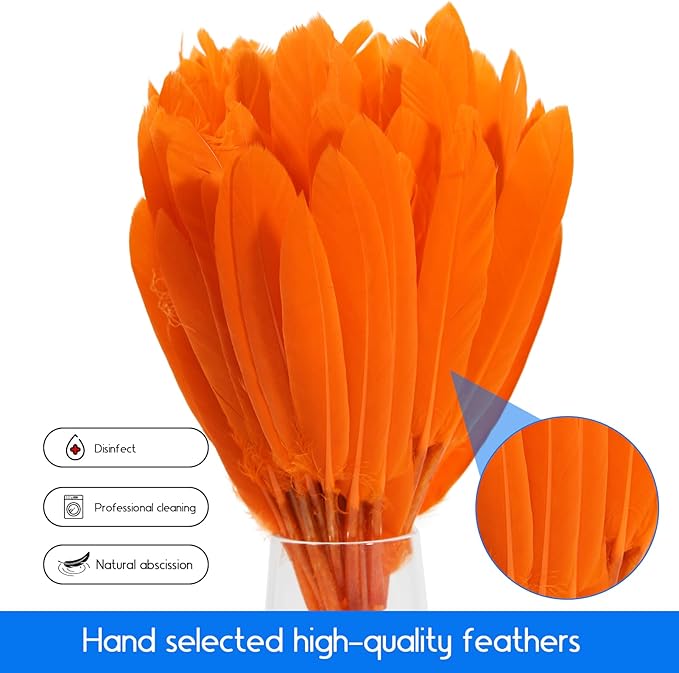 FeelfunFeather 120pcs Orange Goose Cochettes Feather Natural Bulk 4-6 inch - Image 3