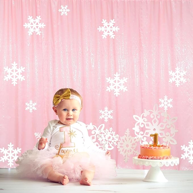 ShinyBeauty Sequin Backdrop 7ftx7ft Baby Pink | Sparkle Drapes - Image 2