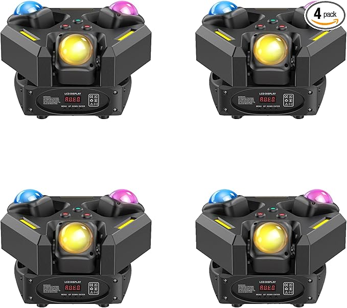 4-Pack Moving Head Stage Lights 9 X 10W LED DJ Lighting by XELLETYE