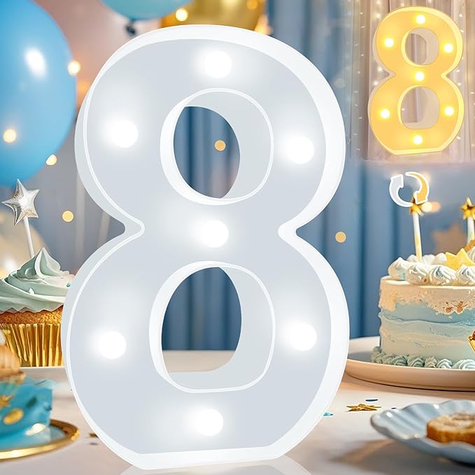 Pooqla LED Light Up Numbers, Warm White and Cool White Decorative Lighted by Pooqla